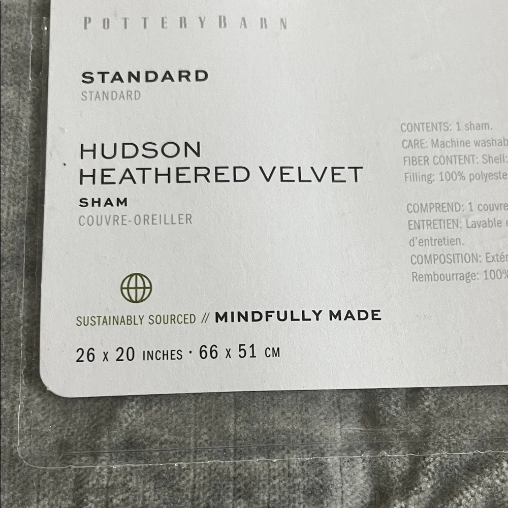 Pottery Barn set of 2 Hudson Heathered velvet sham standard size 26 x 20